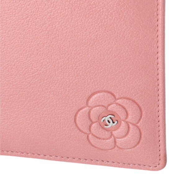 CHANEL CC Logo Camellia Long Wallet Pink Pebbled Leather - Picture 3 of 8